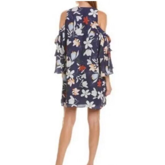 Parker Women's Blue Floral‎ Print Moondance Cold Shoulder Mini Dress size XS - Picture 5 of 5